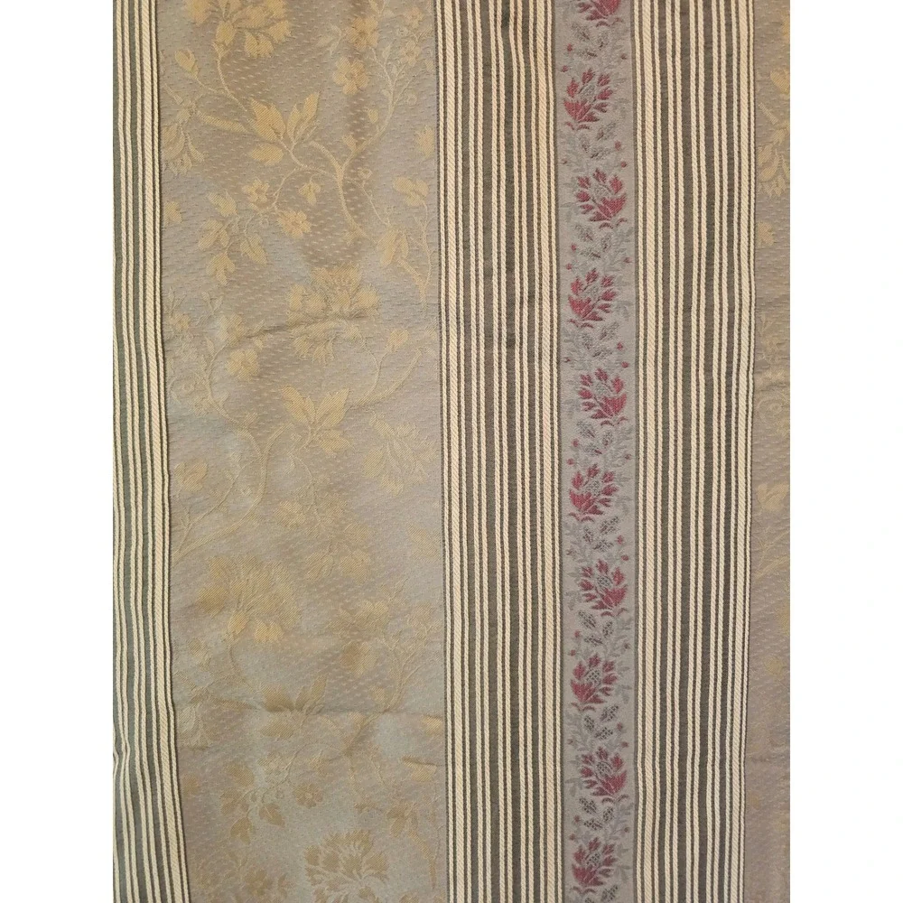 Vintage 90s Wamsutta Lined WindowCurtain Panel 80x84 Floral Damask Striped Taupe